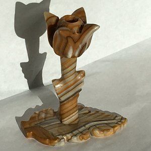Marbled Onyx or Marble Flower Candle Holder Please Read